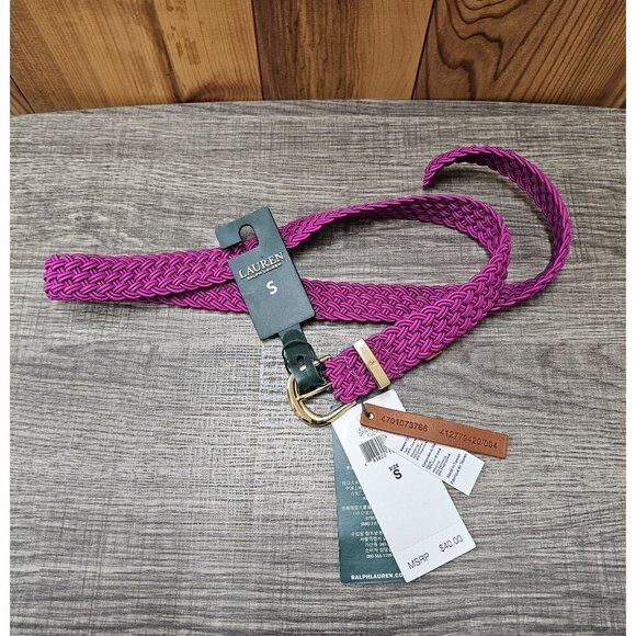 Lauren Ralph Lauren Spring 20 Fuchsia Women's Stretch Belt Size S - Picture 3 of 6